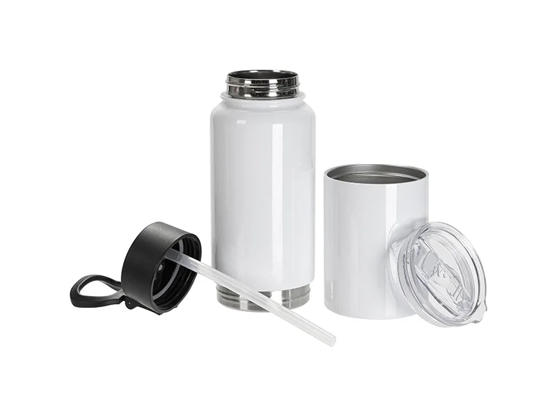 Sublimation Blanks 3 in 1 17oz/500ml Wide Mouth Stainless Steel Tumbler & Travel Mug(White)