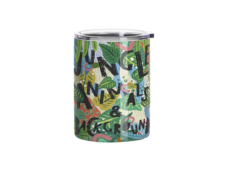 Sublimation Blanks 13oz/400ml Stainless Steel Coffee Cup with Clear Flat Lid (White)