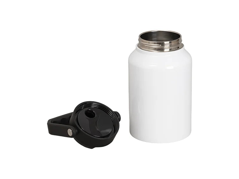 64oz/2000ml Sublimation Stainless Steel Tumbler w/ Black Portable Lid(White)