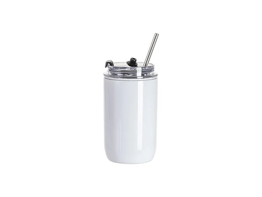 Sublimation 12oz/350ml Stainless Steel Tumbler with Flip Lid & Straw(White)