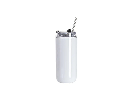 Sublimation 17oz/500ml Stainless Steel Tumbler with Flip Lid & Straw(White)