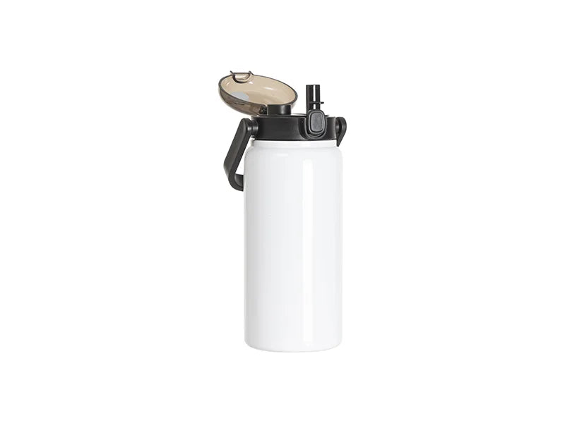 Sublimation Blanks 42oz/1250ml Stainless Steel Tumbler w/ Wide Mouth & Black Portable Straw Lid(White)