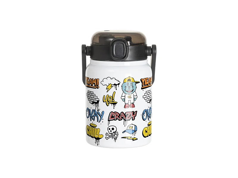 Sublimation Blanks 25oz/750ml Stainless Steel Tumbler w/ Wide Mouth & Black Portable Straw Lid (White)