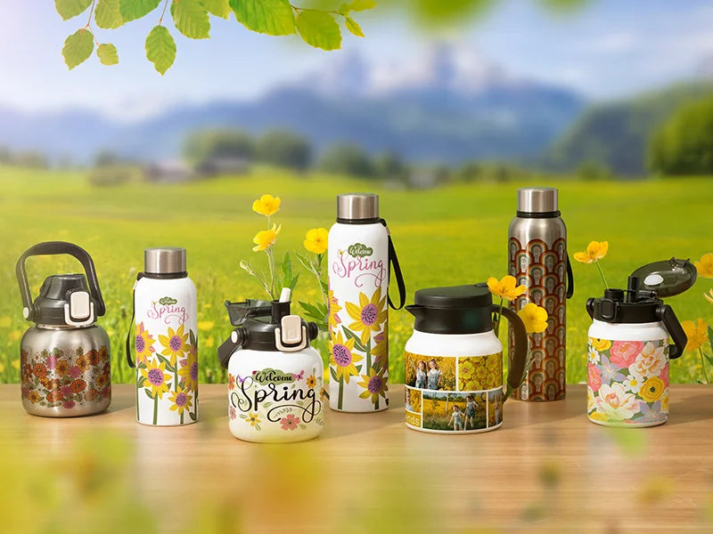 Sublimation Blanks 25oz/750ml Stainless Steel Tumbler w/ Wide Mouth & Black Portable Straw Lid (Silver)