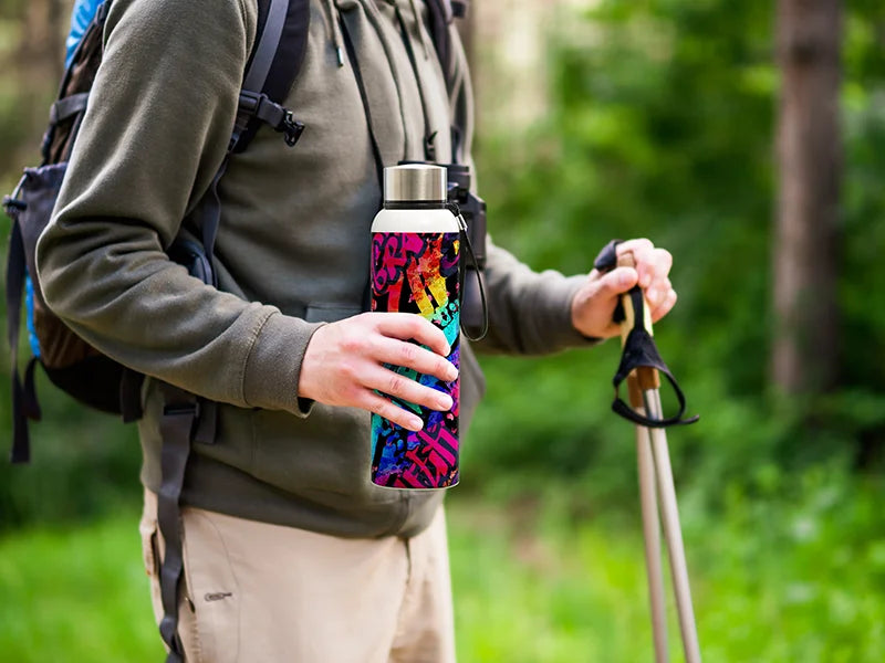 Sublimation Blanks 27oz/800ml Stainless Steel Bottle w/ Black Portable String (White)