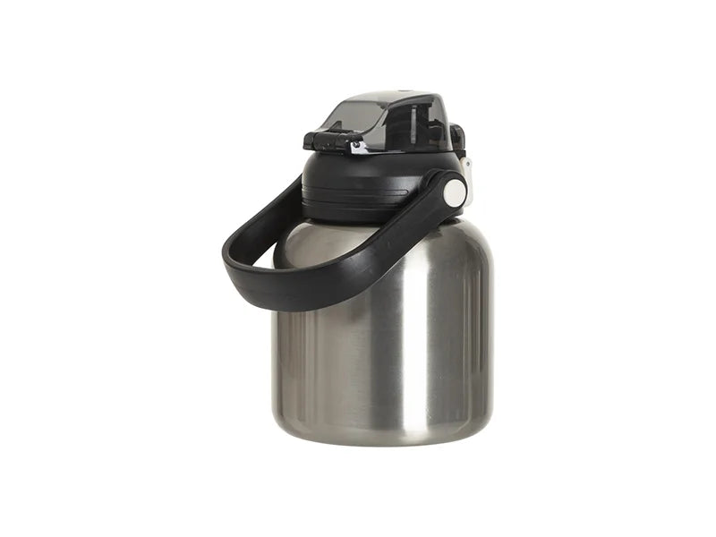 Sublimation Blanks 27oz/800ml Stainless Steel Travel Bottle w/ Black Portable Straw Lid & Handle (Silver)