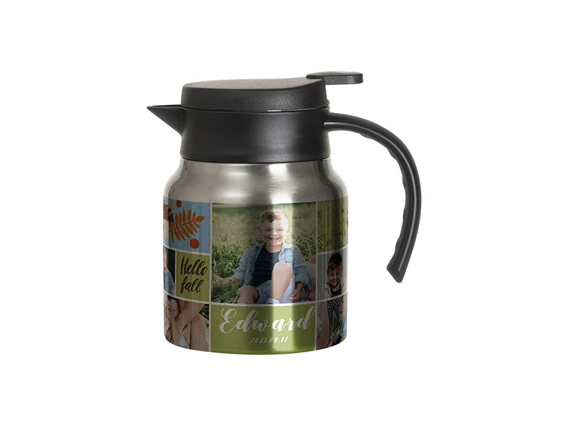 Sublimation Blanks 32oz/1000ml Stainless Steel Coffee Pot w/ Black Handle& Lid (Silver)