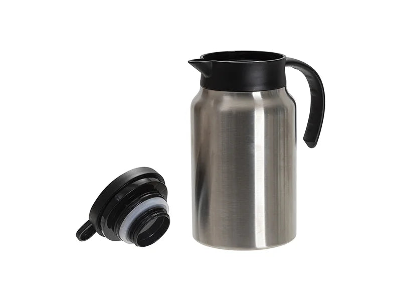 Sublimation Blanks 50oz/1500ml Stainless Steel Coffee Pot w/ Black Handle& Lid(Silver)