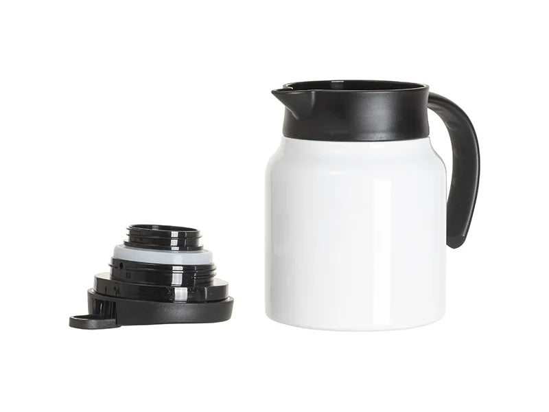 Sublimation Blanks 32oz/1000ml Stainless Steel Coffee Pot w/ Black Handle& Lid (White)