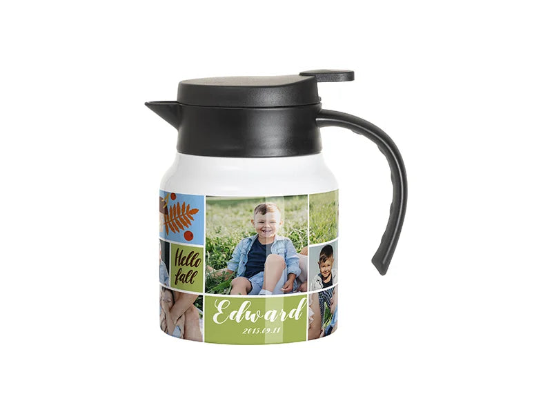 Sublimation Blanks 32oz/1000ml Stainless Steel Coffee Pot w/ Black Handle& Lid (White)