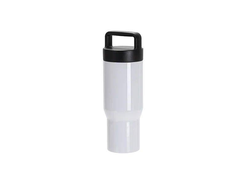 Sublimation Blanks 25oz/750ml Stainless Steel Travel Mug w/ Protable Black Lid (White)