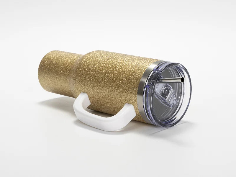 Sublimation Blanks 40oz/1200ml Stainless Steel Glitter Tumbler with Lid & Straw (Rose Gold)