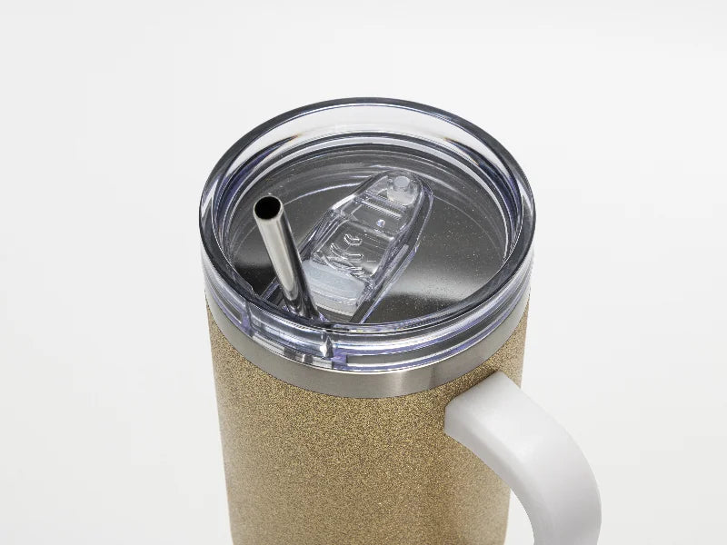 Sublimation Blanks 40oz/1200ml Stainless Steel Glitter Tumbler with Lid & Straw (Rose Gold)