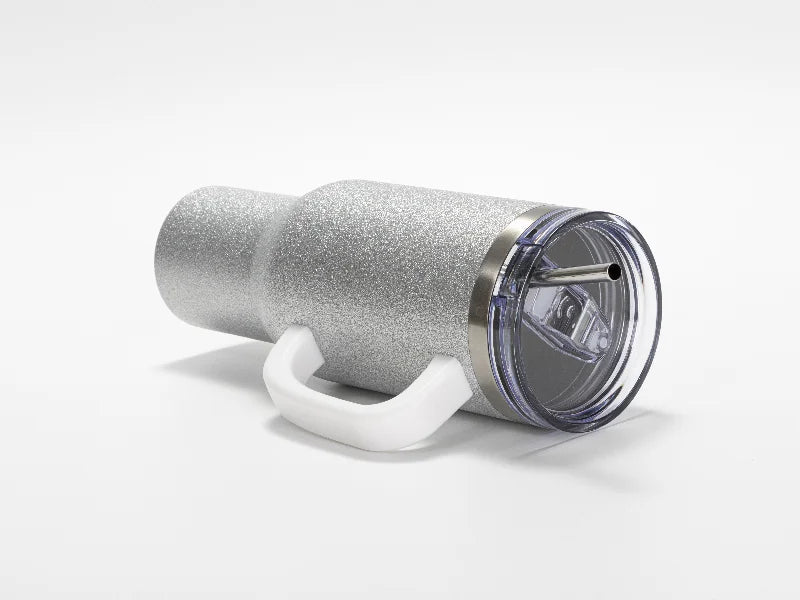 Sublimation Blanks 40oz/1200ml Stainless Steel Glitter Tumbler with Lid & Straw (Silver)