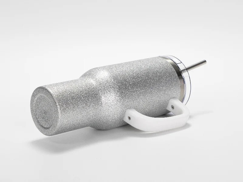 Sublimation Blanks 40oz/1200ml Stainless Steel Glitter Tumbler with Lid & Straw (Silver)
