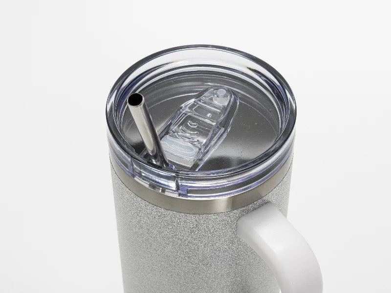Sublimation Blanks 40oz/1200ml Stainless Steel Glitter Tumbler with Lid & Straw (Silver)