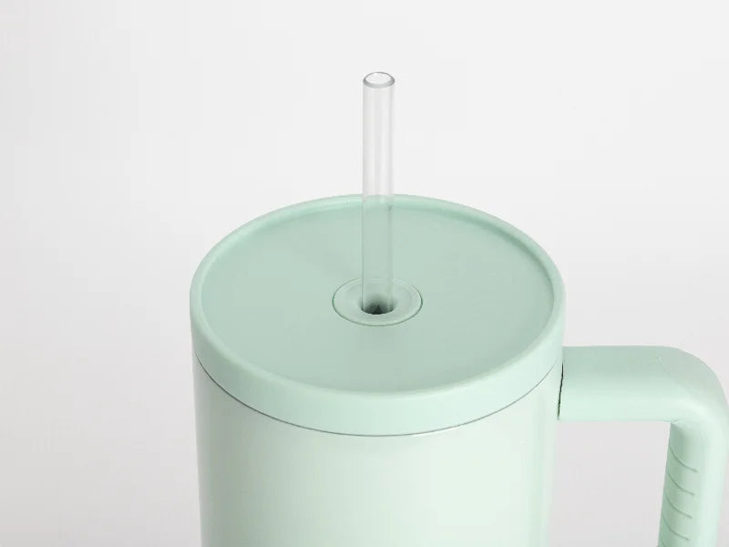 40oz/1200ml Stainless Steel Travel Tumbler with Soft Grip Handle & Straw