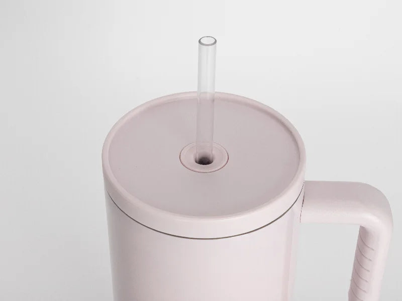 40oz/1200ml Stainless Steel Travel Tumbler with Soft Grip Handle & Straw
