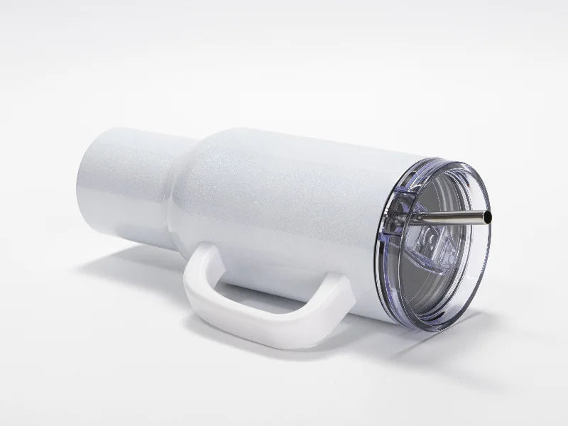 Sublimation Blanks 40oz/1200ml Stainless Steel Glitter Sparkling Tumbler with Lid & Straw (White)