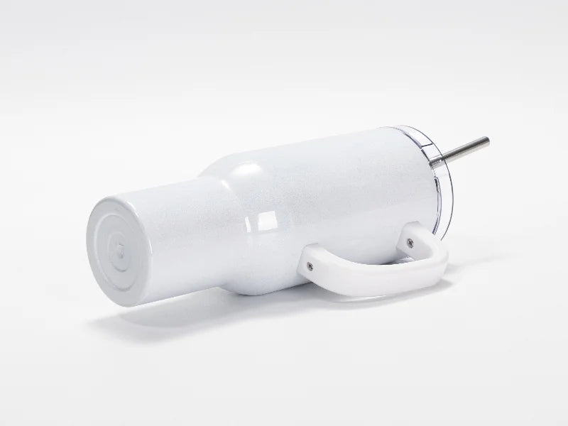 Sublimation Blanks 40oz/1200ml Stainless Steel Glitter Sparkling Tumbler with Lid & Straw (White)