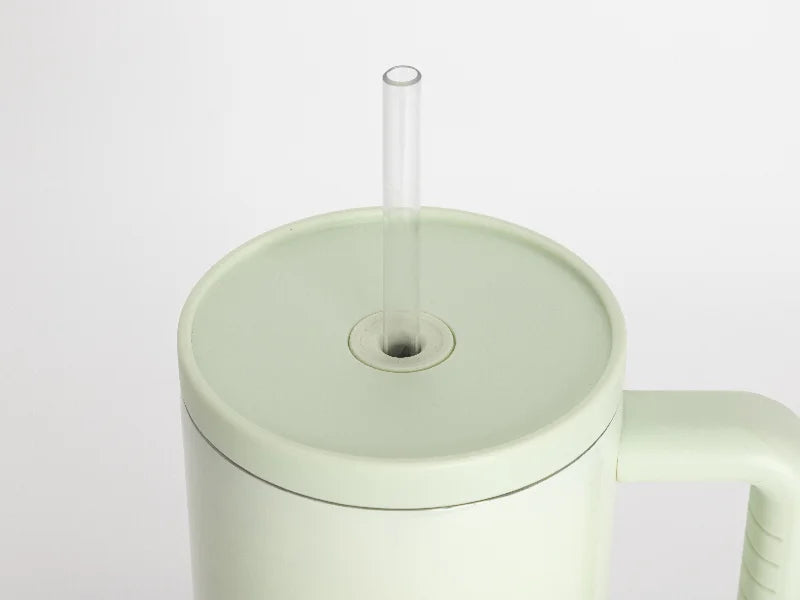 40oz/1200ml Stainless Steel Travel Tumbler with Soft Grip Handle & Straw