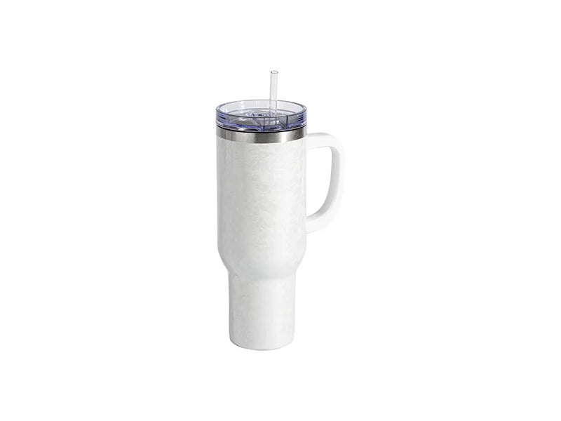 Sublimation 40oz/1200ml White Handle 3D Puffy Cloud Stainless Steel Travel Tumbler with Lid & Straw(White)