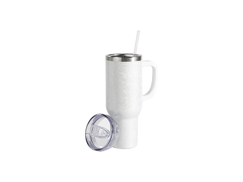 Sublimation 40oz/1200ml White Handle 3D Puffy Cloud Stainless Steel Travel Tumbler with Lid & Straw(White)