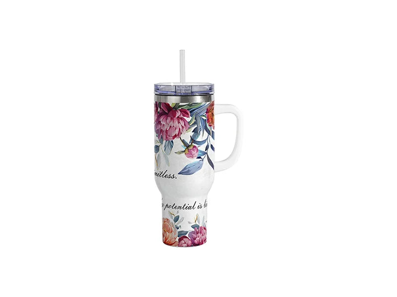 Sublimation 40oz/1200ml White Handle 3D Puffy Cloud Stainless Steel Travel Tumbler with Lid & Straw(White)