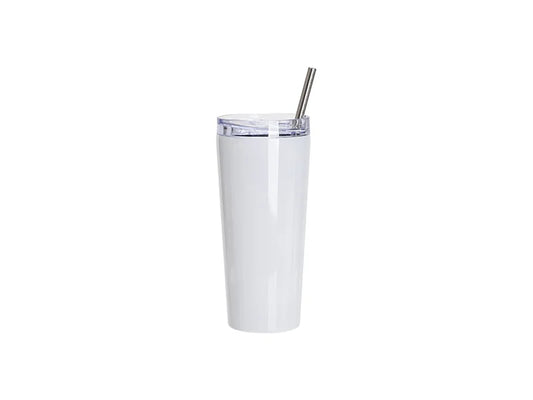 22oz/700ml Sublimation Blanks Stainless Steel Tapered Tumbler with slide waterproof lid & Straw(White)