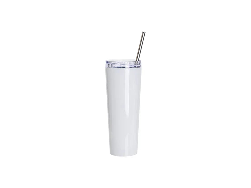 26oz/800ml Sublimation Blanks Stainless Steel Tapered Tumbler with slide waterproof lid & Straw(White)