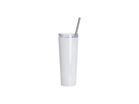 26oz/800ml Sublimation Blanks Stainless Steel Tapered Tumbler with slide waterproof lid & Straw(White)