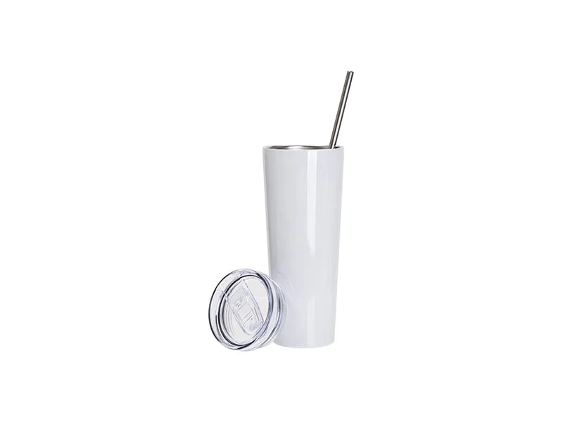 26oz/800ml Sublimation Blanks Stainless Steel Tapered Tumbler with slide waterproof lid & Straw(White)