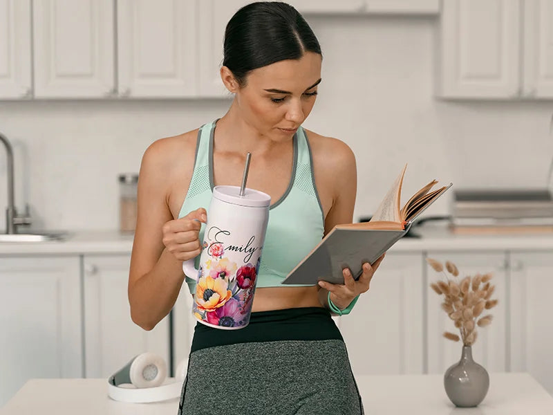 40oz/1200ml Stainless Steel Tumbler with Soft Grip Handle