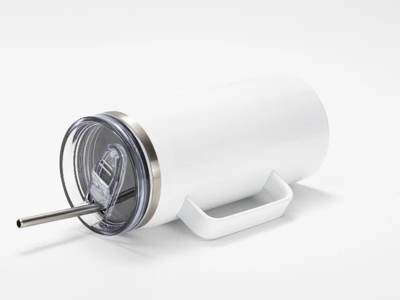 40oz/1200ml Sublimation Blanks Stainless Steel Wine Barrel Tumbler with Slide Waterproof Lid & Straw(White)
