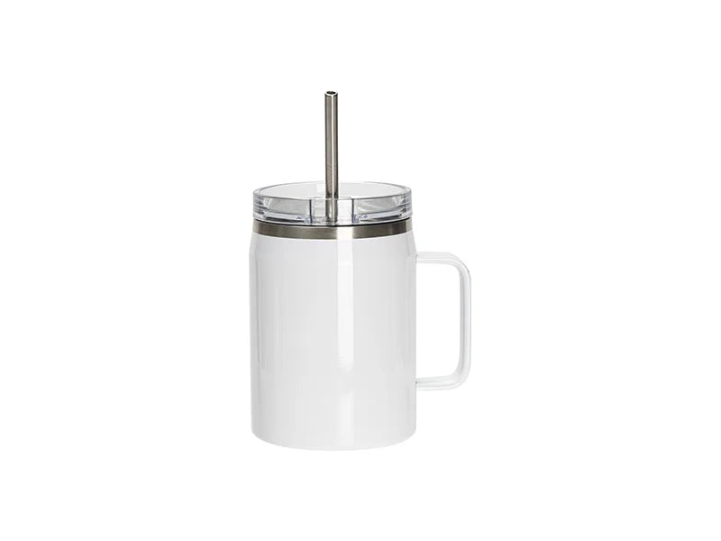 30oz/900ml Sublimation Blanks Stainless Steel Wine Barrel Tumbler with Slide Waterproof Lid & Straw(White)