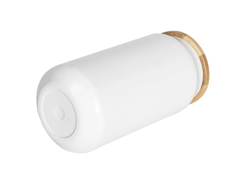 Sublimation Blanks 15oz/450ml Double Wall SS Can Mug with Bamboo Lid(White)