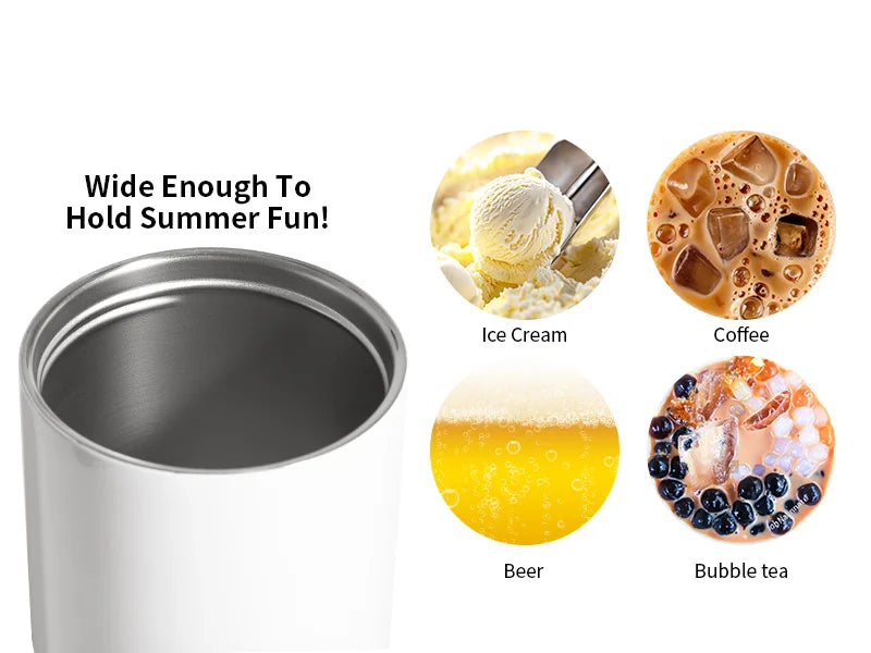 Sublimation Blanks 15oz/450ml Double Wall SS Can Mug with Bamboo Lid(White)