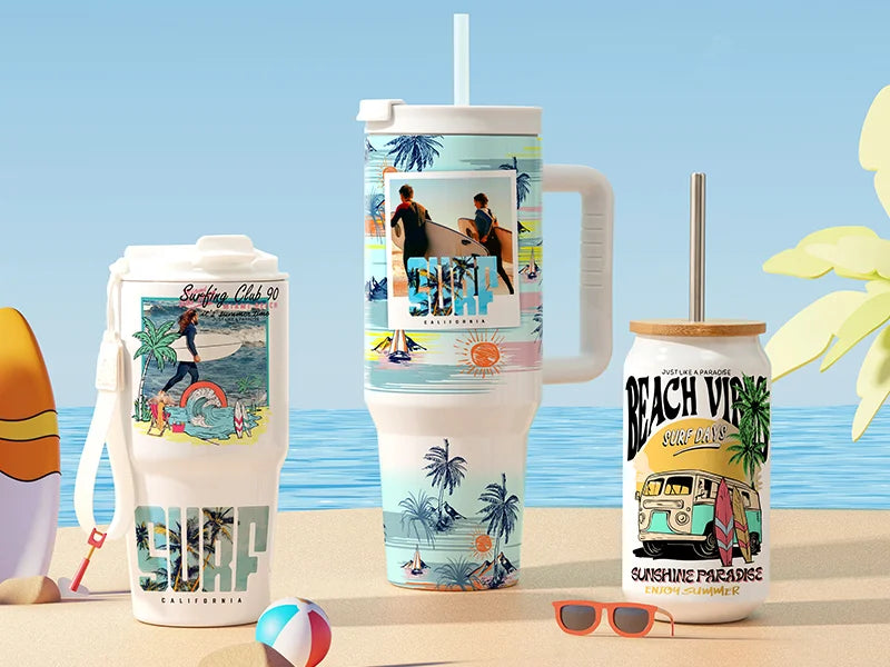 Sublimation Blanks 15oz/450ml Double Wall SS Can Mug with Bamboo Lid(White)