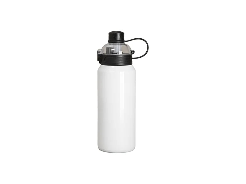32oz/960ml Sublimation Stainless Steel Bottle w/ Black Pop Lid (White)