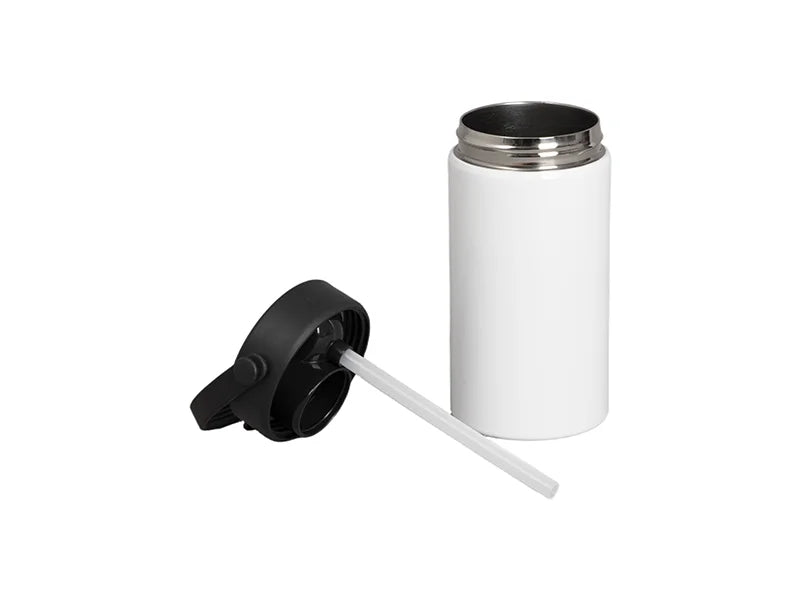 20oz/600ml Sublimation Stainless Steel Flask Tumbler w/ Protable Straw Lid (White)