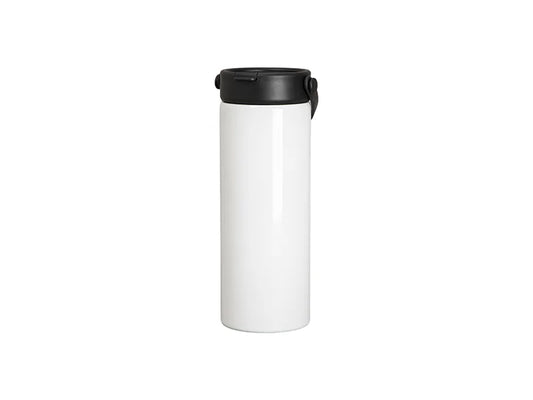 30oz/900ml Sublimation Stainless Steel Flask Tumbler w/ Portable Straw Lid (White)