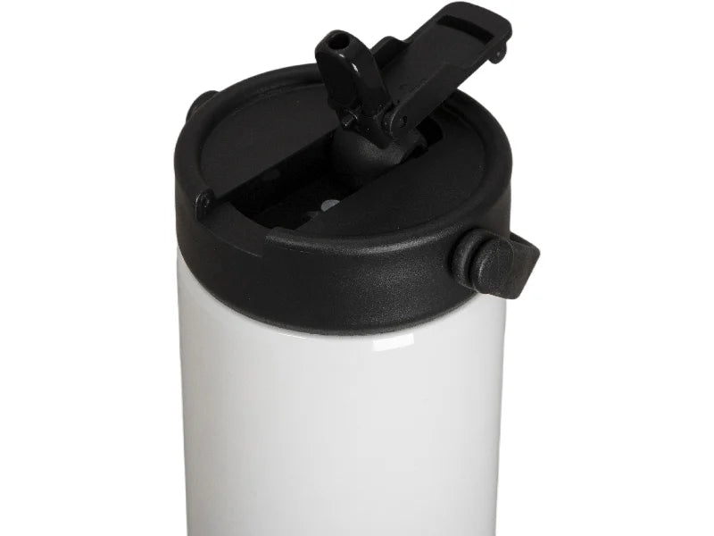 30oz/900ml Sublimation Stainless Steel Flask Tumbler w/ Portable Straw Lid (White)