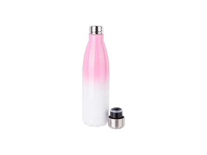 Sublimation 17oz/500ml Stainless Steel Cola Shaped Bottle (Gradient Color White&Pink)