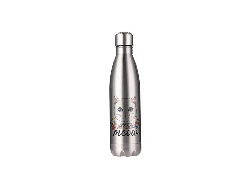 Sublimation Blanks 17oz/500ml Stainless Steel Cola Shaped Bottle(Silver) W/ Temperature Lid
