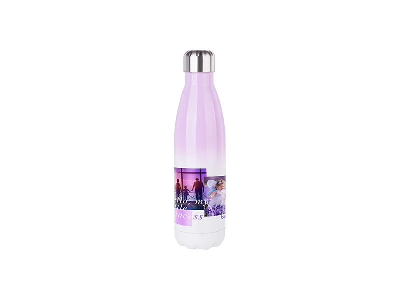 Sublimation 17oz/500ml Stainless Steel Cola Shaped Bottle (Gradient Color White&Purple)