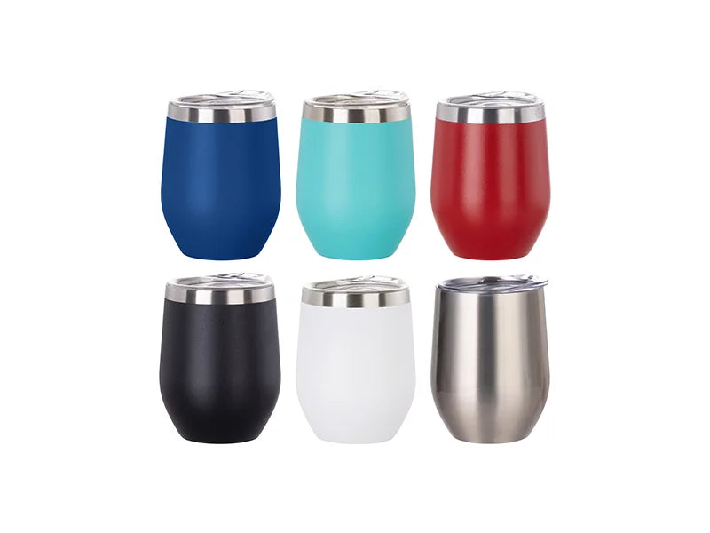 Engraving Blanks 12oz/360ml Powder Coated SS Stemless Wine Cup for Laser Engraving & UV Printing