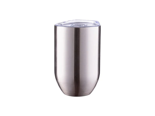 12oz/360ml Subliation Blanks Straight Stainless Steel Stemless Wine Glass(Silver)