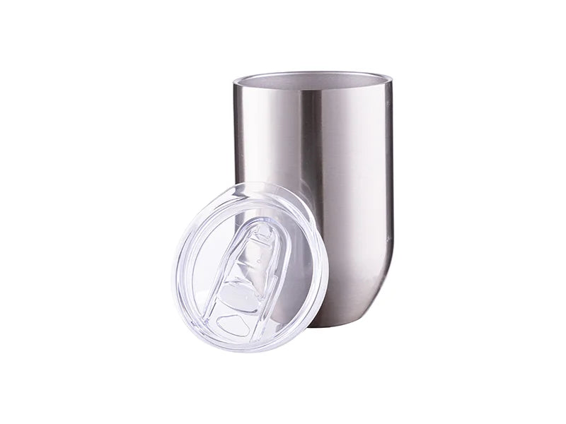 12oz/360ml Subliation Blanks Straight Stainless Steel Stemless Wine Glass(Silver)