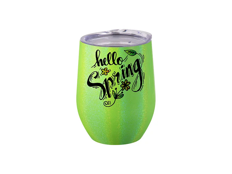 Sublimation 12oz/360ml Glitter Sparkling Stainless Steel Stemless Cup (Green)