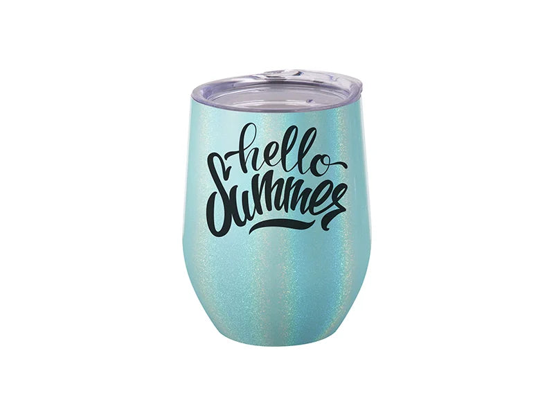 Sublimation 12oz/360ml Glitter Sparkling Stainless Steel Stemless Cup (Light Blue)